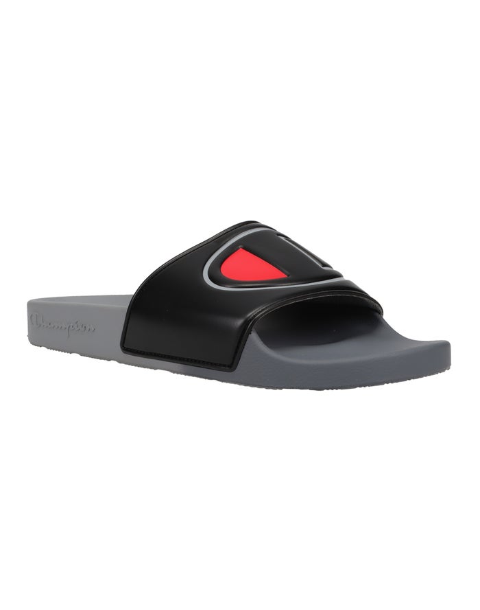 Champion Mens Slides NZ - Ipo Split Grey/Black ( 7164-FUBHD )